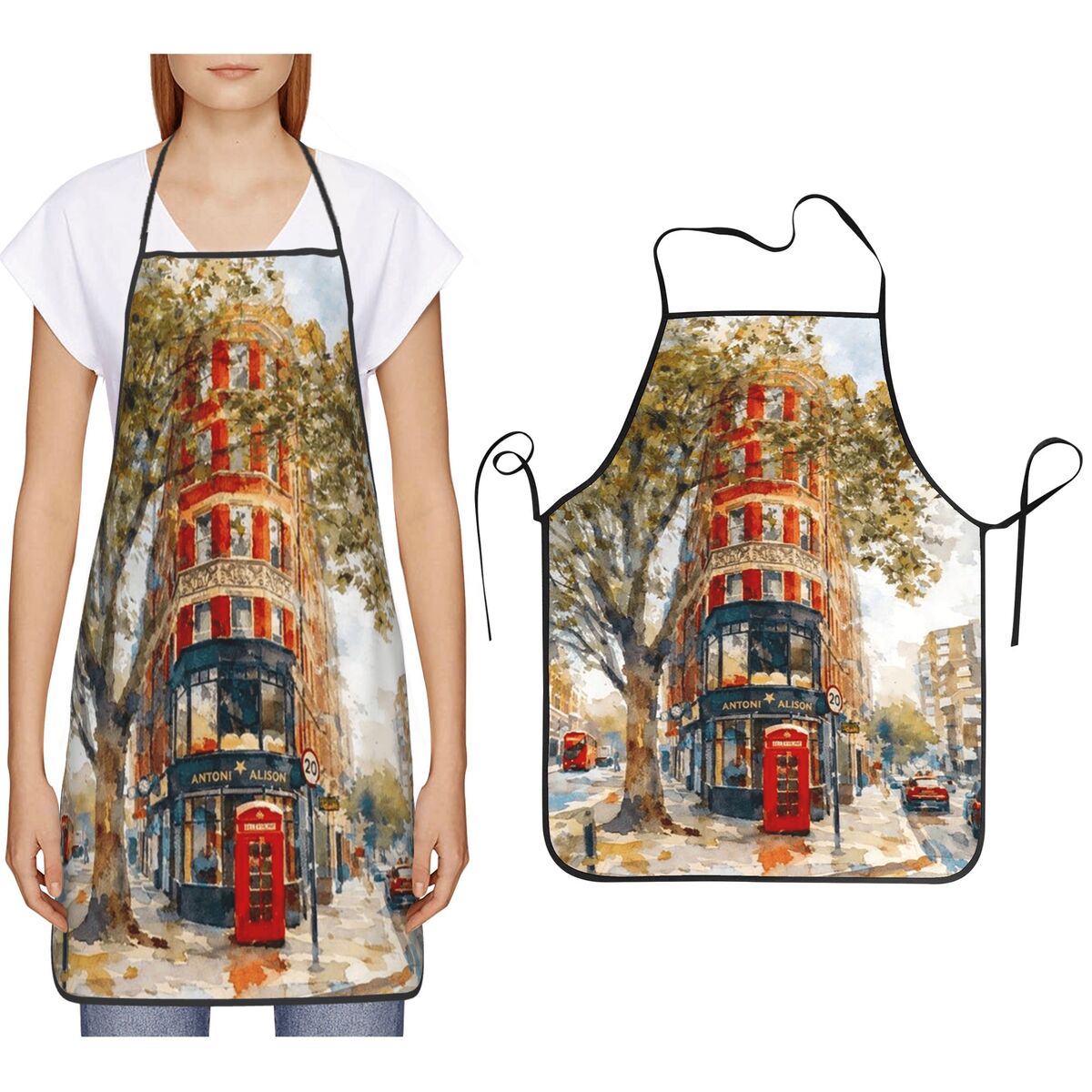 Kitchen Baking Corner - London Flatiron Corner Clerkenwell Watercolor Aprons