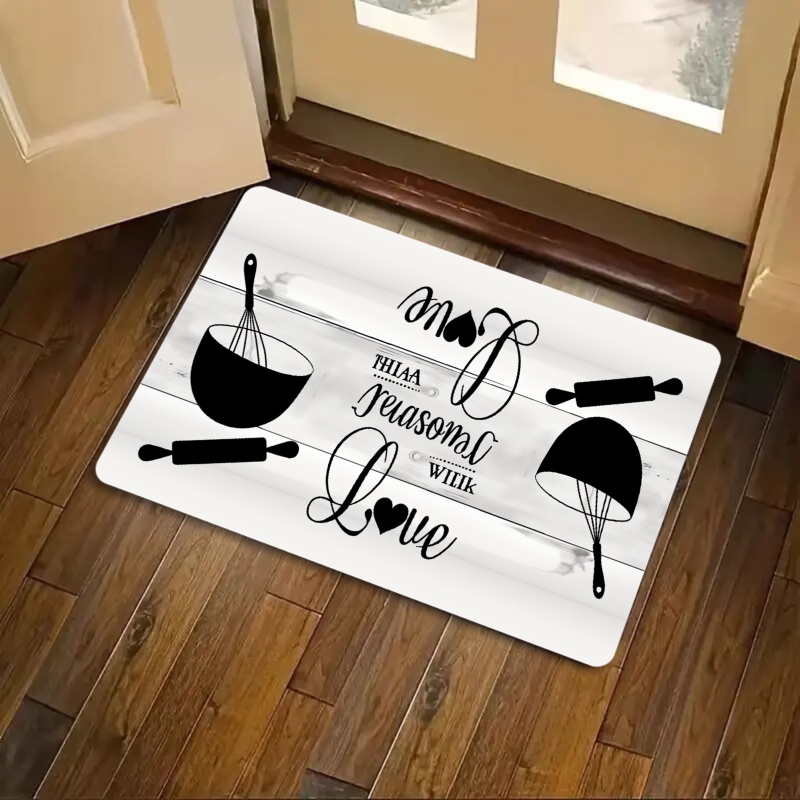 Kitchen Living Baking Mats - Kitchen Baking Utensils Love Quote Doormat