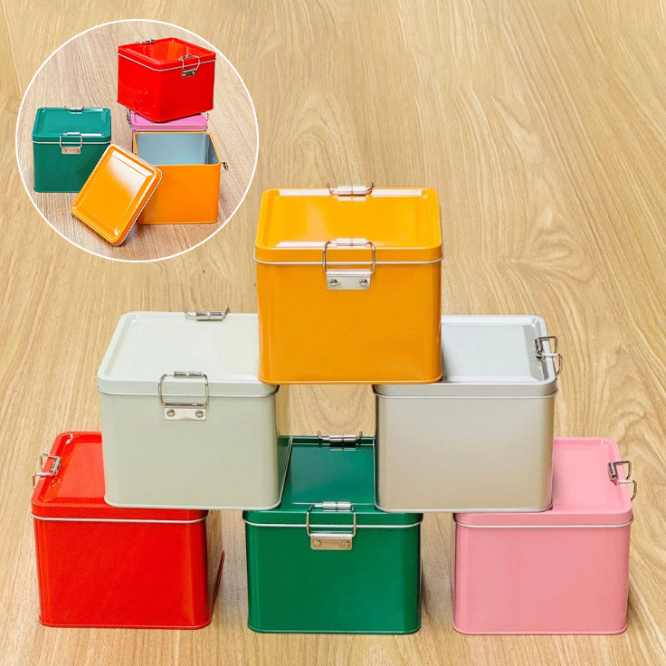 Kitchen Baking Tins - Square Tinplate Cookie Tins Box With