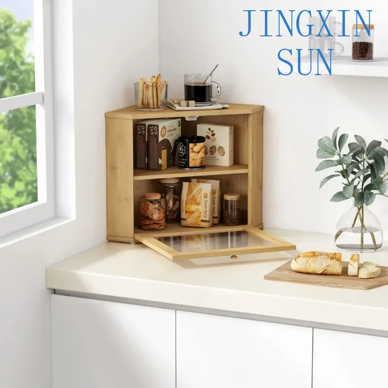 2 Tier Bamboo Corner Bread Box - Kitchen Baking Corner ulasan dan harga