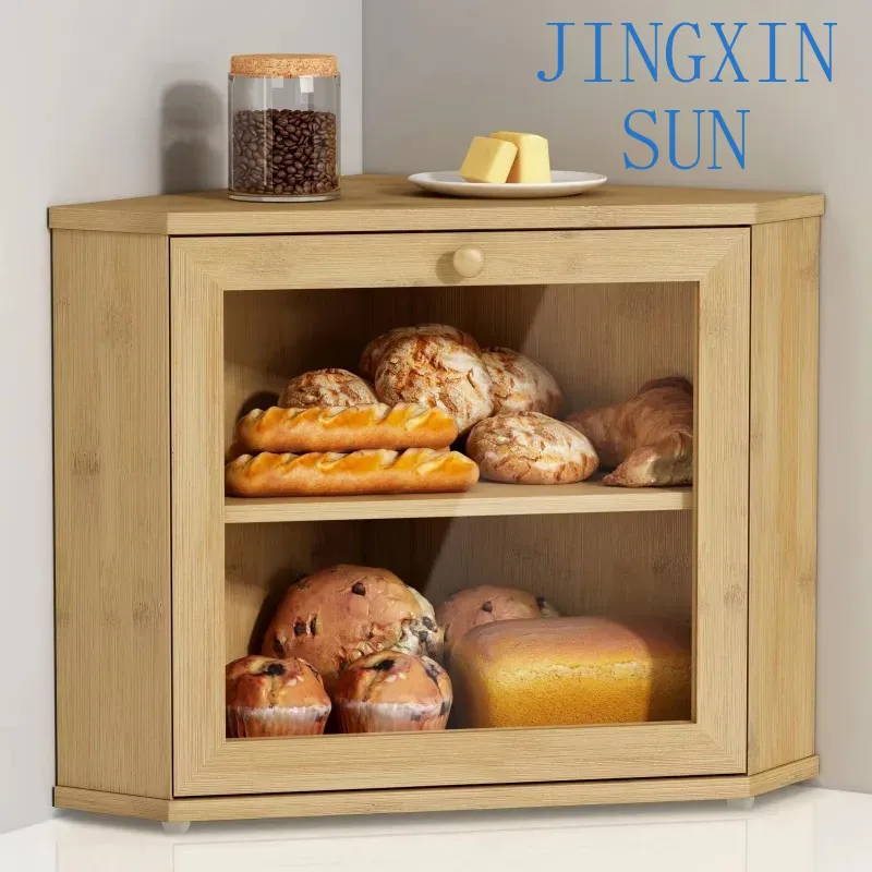 2 Tier Bamboo Corner Bread Box - Kitchen Baking Corner ulasan dan harga