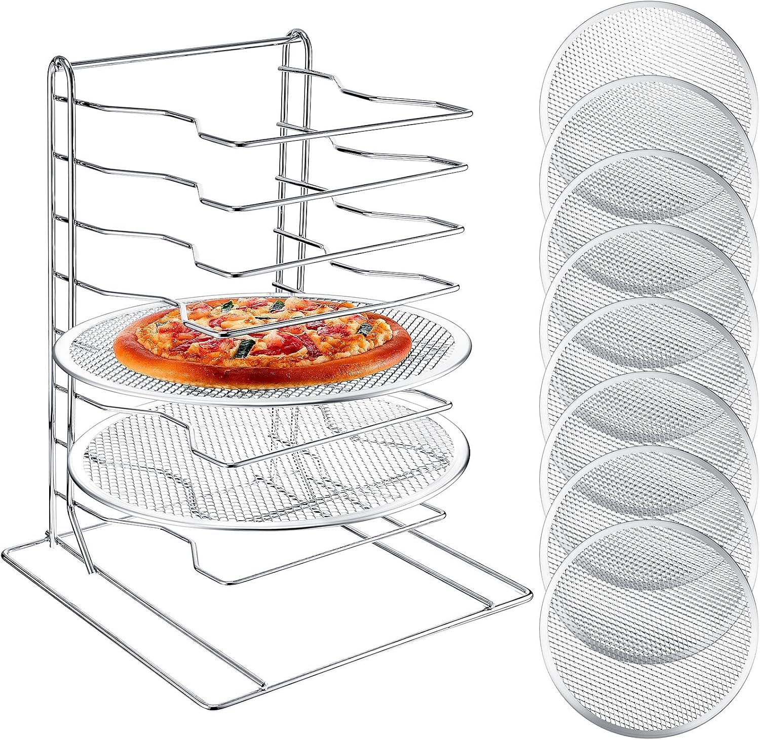 Pizza Rack 8 Tiered Stand With - Kitchen Baking Pan ulasan dan harga
