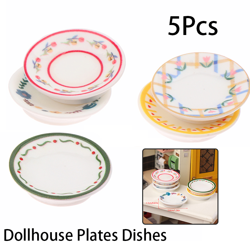 5Pcs 1/12 Dollhouse Mini Plate - Miniature Baking Kitchen ulasan dan harga