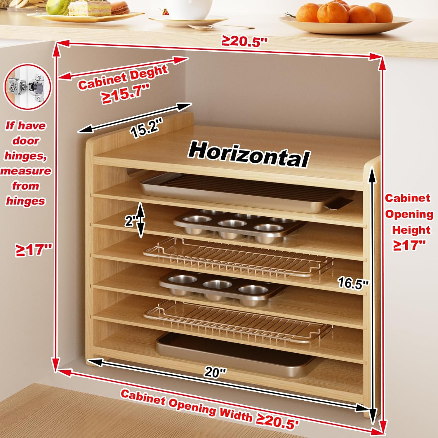 Wooden Bakeware Tray Divider O - Kitchen Cabinet Baking Organizer ulasan dan harga