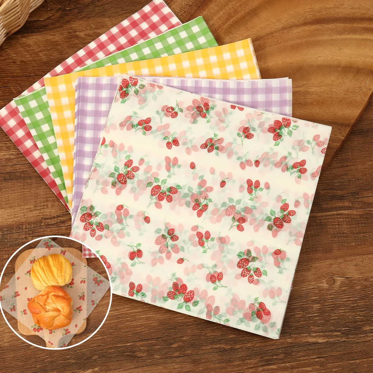 50Pcs Oilproof Wrapping Paper  - Kitchen Baking Gifts ulasan dan harga
