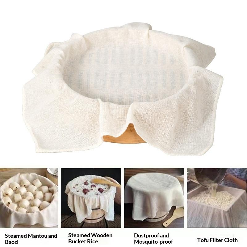 3Pcs Round Pure Cotton Steamer - Kitchen Accessories For Baking ulasan dan harga