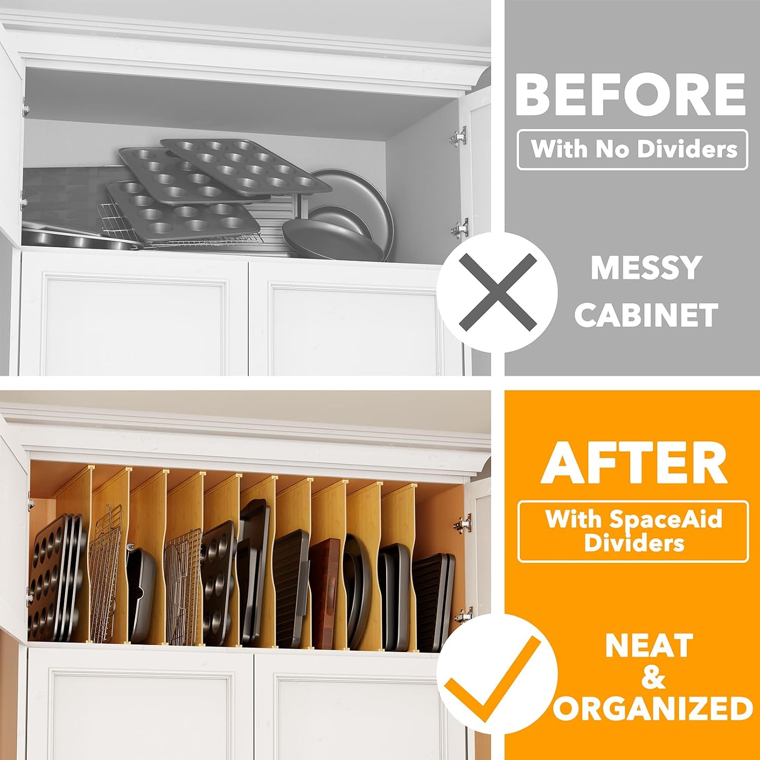 10 Pack Bamboo Tray Dividers f - Kitchen Cabinet Baking Organizer ulasan dan harga